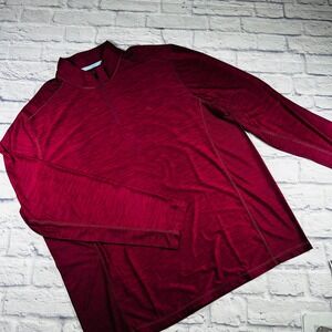 Tommy Bahama Mens XL IslandZone 1/4 Zip Pullover Red Heather Space Dye Shirt